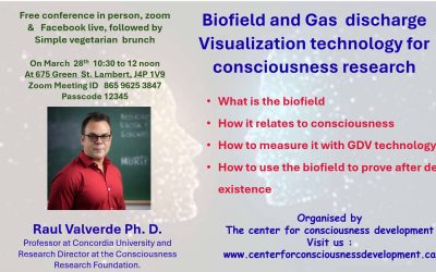 Biofield and Gas discharge Visualization technology for consciousness research